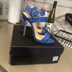 Giuseppe Zanotti Blue Croc-Embossed Heels